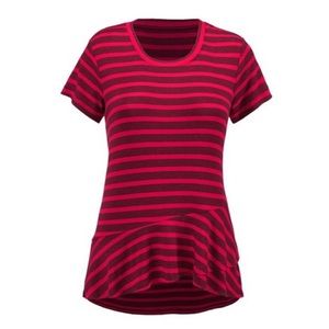 CAbi 3631 Sweet Talk Garnet Striped Peplum Top Small